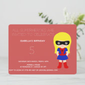 Superheld Kinder Girls Birthday Party Invitation Kaart (Staand voorkant)