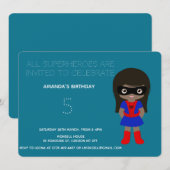Superheld Kinder Girls Birthday Party Invitation Kaart (Voorkant / Achterkant)