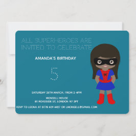 Superheld Kinder Girls Birthday Party Invitation Kaart