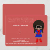 Superheld Kinder Girls Birthday Party Invitation Kaart (Voorkant / Achterkant)