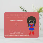 Superheld Kinder Girls Birthday Party Invitation Kaart (Staand voorkant)