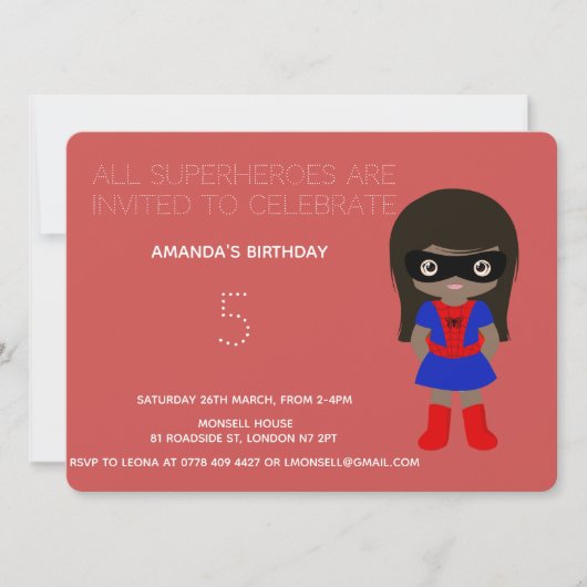 Superheld Kinder Girls Birthday Party Invitation Kaart (Voorkant)