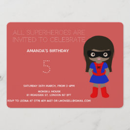 Superheld Kinder Girls Birthday Party Invitation Kaart
