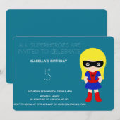 Superheld Kinder Girls Birthday Party Invitation Kaart (Voorkant / Achterkant)