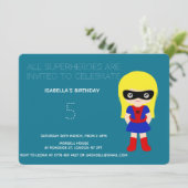 Superheld Kinder Girls Birthday Party Invitation Kaart (Staand voorkant)