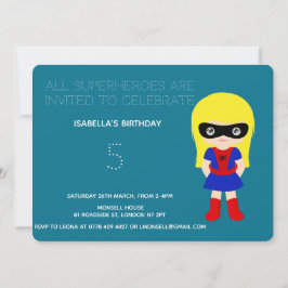 Superheld Kinder Girls Birthday Party Invitation Kaart
