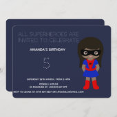 Superheld Kinder Girls Birthday Party Invitation Kaart (Voorkant / Achterkant)