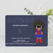 Superheld Kinder Girls Birthday Party Invitation Kaart (Staand voorkant)