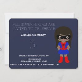 Superheld Kinder Girls Birthday Party Invitation Kaart
