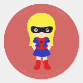 Superheld Kinder Girls Birthday Party Red Sticker