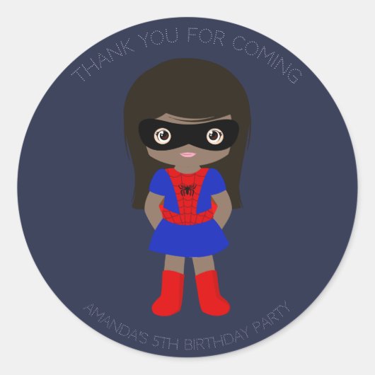Superheld Kinder Girls Birthday Party Sticker (Voorkant)