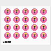 Superheld Kinder meisjes Birthday Party Pink Stick Ronde Sticker (Vel)