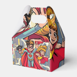 Superheld Kinder Party Favoriet Box - Comic Style  Bedankdoosjes