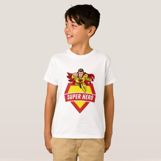 Superheld kinder rood t-shirt (Voorkant volledig)