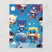 Superheld kinder vliegt hoog briefkaart (Voorkant)