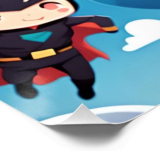 Superheld kinder vliegt hoog perfect poster (Hoek)