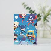 Superheld kinderen vliegen hoog briefkaart (Staand voorkant)