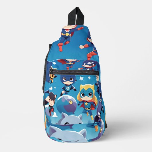 Superheld kinderen vliegen hoog sling bag (Voorkant)