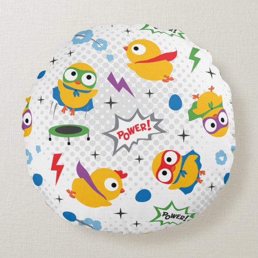 Superheld Kip Rond Kussen (Voorkant)