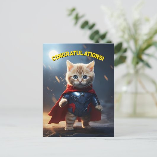 Superheld Kitten Briefkaart (Staand voorkant)