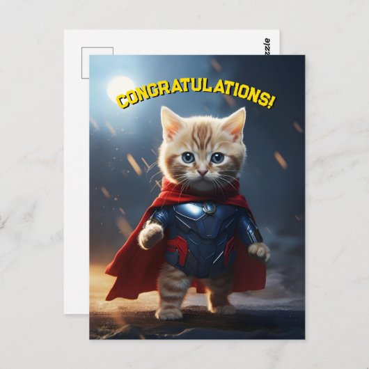 Superheld Kitten Briefkaart (Voorkant / Achterkant)