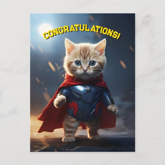 Superheld Kitten Briefkaart (Voorkant)