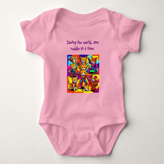 Superheld - Kittens - Puppies Baby Onesie Romper (Voorkant)