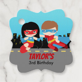 Superheld Labels Boy Girl Birthday Party Favor Tag