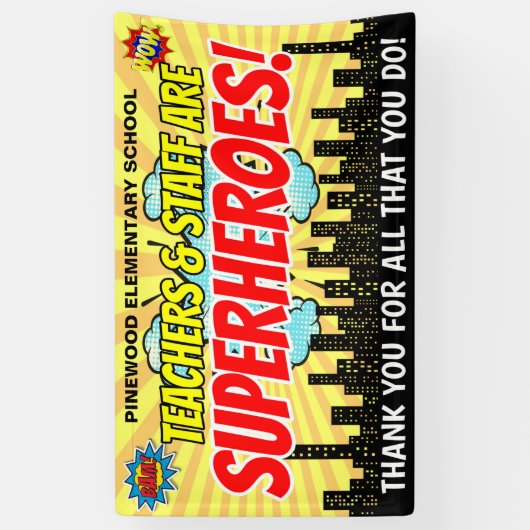 Superheld leraar appreciatie week banner (Verticaal)