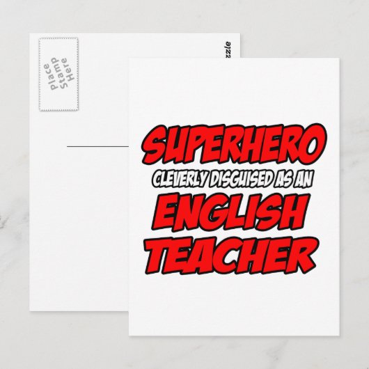 Superheld...leraar Engels Briefkaart (Voorkant / Achterkant)