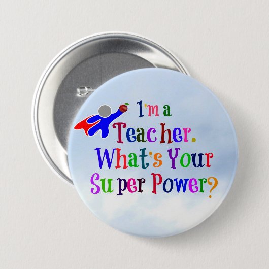 Superheld leraar ronde button 7,6 cm (Voorkant /achterkant)