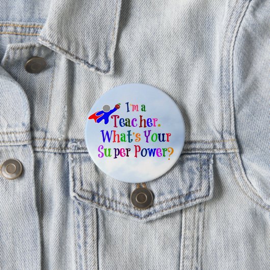Superheld leraar ronde button 7,6 cm (In situ)