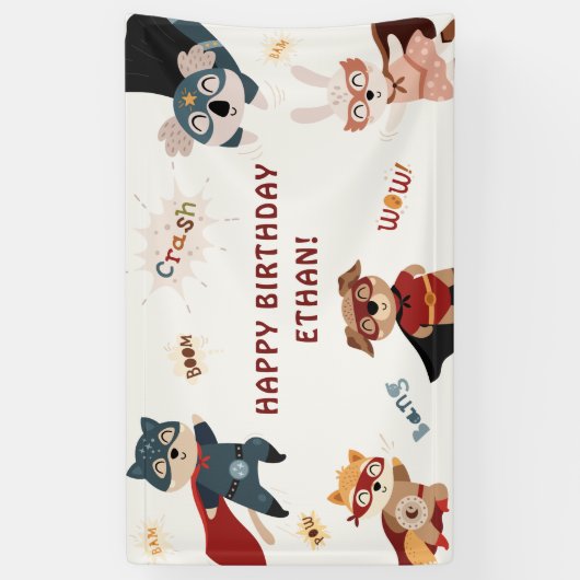 Superheld Leuke Dieren Kinderen Verjaardag Spandoek (Verticaal)