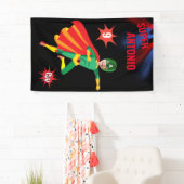 Superheld Leuke Verjaardag Groene Vliegende Jongen Spandoek (Insitu)
