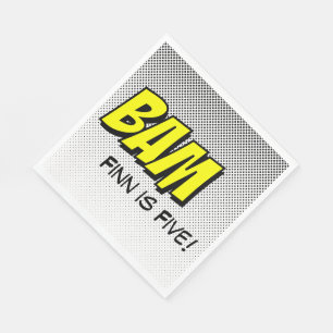 Superheld Luncheon servetten geel "Bam" met Stippe