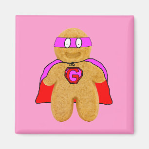superheld magnet - roze roodbruin