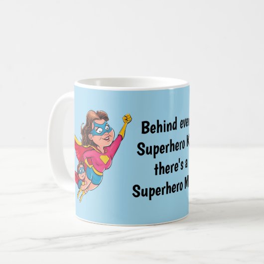 Superheld Mam en Kind Gepersonaliseerd Koffiemok (Voorkant links)