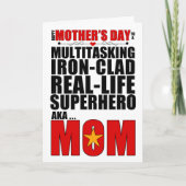 Superheld Mam Moederdag Typografie Kaart (Voorkant)