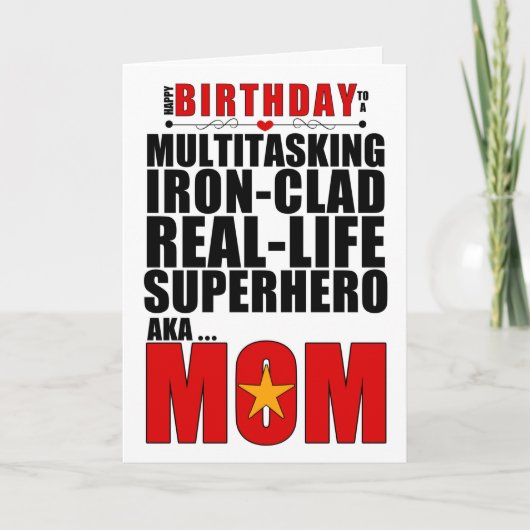 Superheld mama Birthday Typography Comic Book Kaart (Voorkant)
