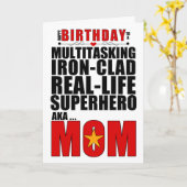 Superheld mama Birthday Typography Comic Book Kaart (Gele Bloem)