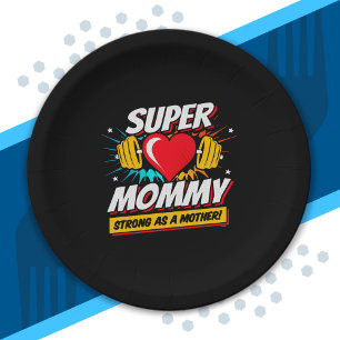 Superheld mama - sterk als moeder - supermama papieren bordje