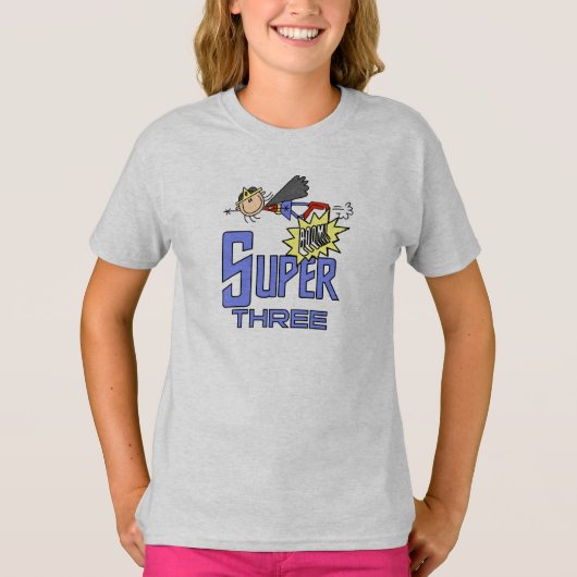 Superheld Meisje 3e Verjaardag Tshirts en geschenk (Voorkant)