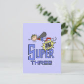 Superheld Meisje 3e Verjaardag Tshirts en geschenk Briefkaart (Staand voorkant)