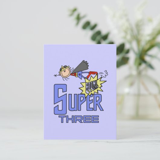 Superheld Meisje 3e Verjaardag Tshirts en geschenk Briefkaart (Staand voorkant)