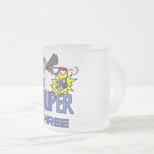 Superheld Meisje 3e Verjaardag Tshirts en geschenk Matglas Koffiemok (Voorkant rechts)