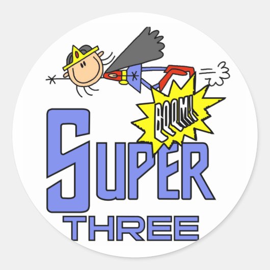Superheld Meisje 3e Verjaardag Tshirts en geschenk Ronde Sticker (Voorkant)