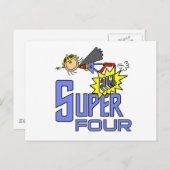 Superheld Meisje 4e Verjaardag Tshirts en geschenk Briefkaart (Voorkant / Achterkant)