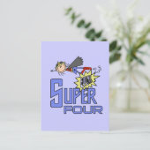 Superheld Meisje 4e Verjaardag Tshirts en geschenk Briefkaart (Staand voorkant)