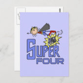 Superheld Meisje 4e Verjaardag Tshirts en geschenk Briefkaart (Voorkant / Achterkant)