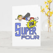 Superheld Meisje 4e Verjaardag Tshirts en geschenk Kaart (Gele Bloem)